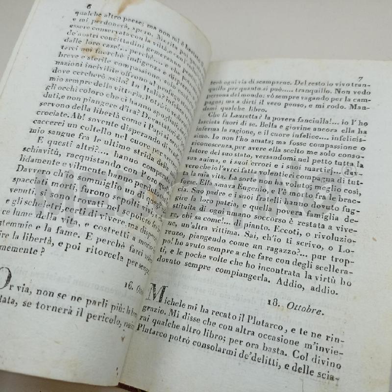 LIBRO UGO FOSCOLO LE ULTIME LETTERE DI JACOPO ORTIS 1802 | Mercatino dell'Usato Roma somalia 3