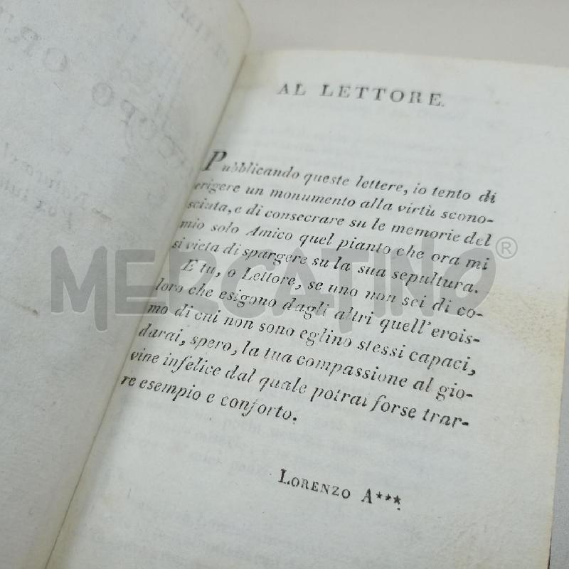 LIBRO UGO FOSCOLO LE ULTIME LETTERE DI JACOPO ORTIS 1802 | Mercatino dell'Usato Roma somalia 4
