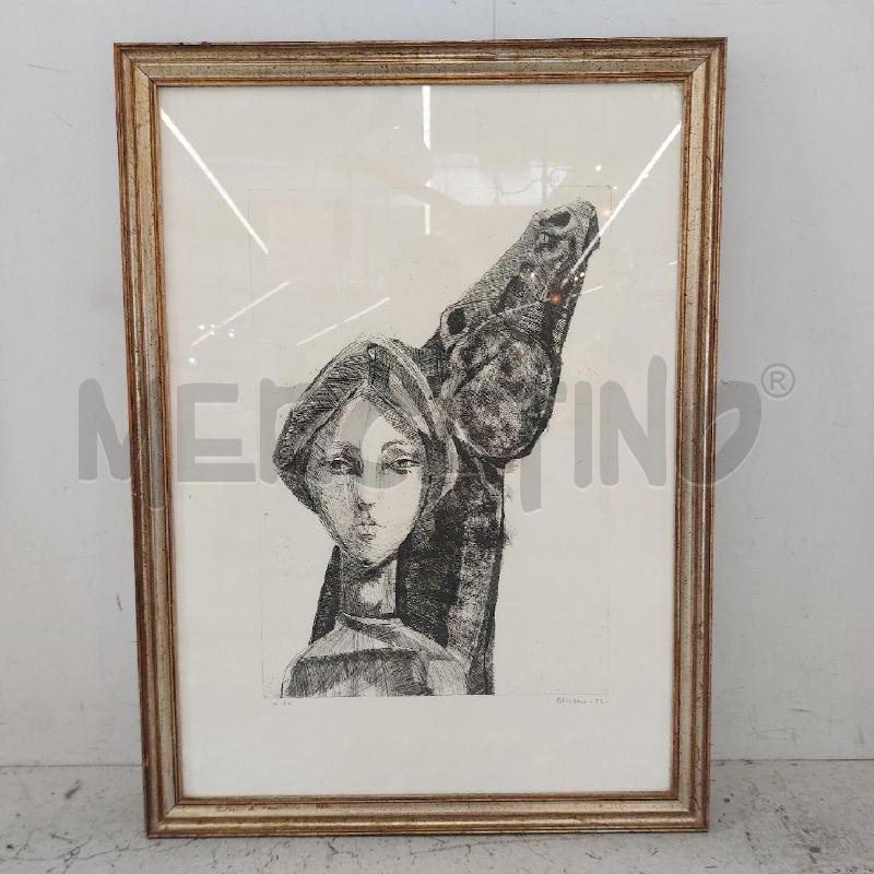 LITOGRAFIA BELLOMO VOLTO DONNA E TESTA CAVALLO | Mercatino dell'Usato Roma somalia 1