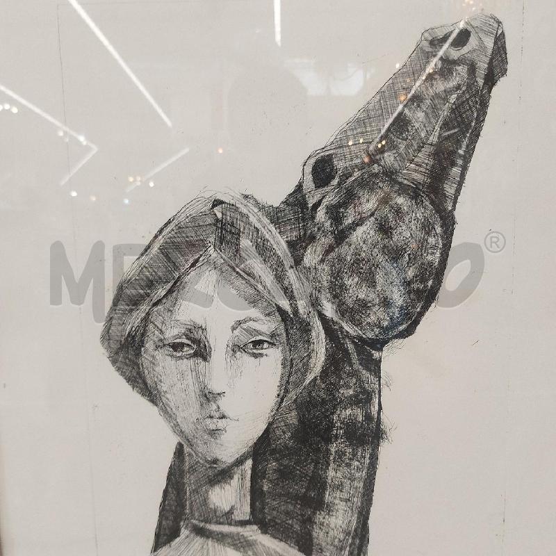 LITOGRAFIA BELLOMO VOLTO DONNA E TESTA CAVALLO | Mercatino dell'Usato Roma somalia 2