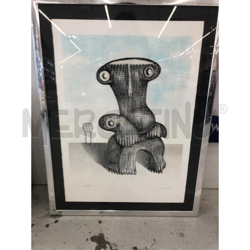 LITOGRAFIA FIGURA NERA SFONDO CELESTE CORN ARG | Mercatino dell'Usato Roma somalia 1