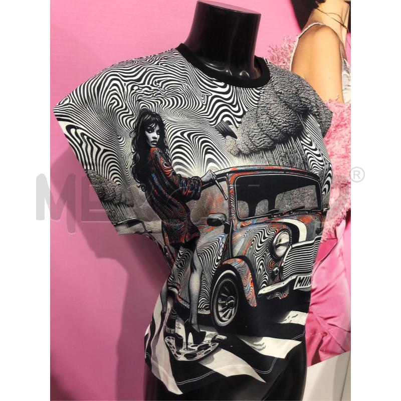 MAGLIA DONNA CUSTO NERA BIANC STAMPA OPTICAL NEW | Mercatino dell'Usato Roma somalia 2