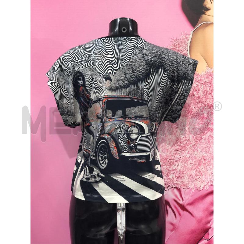 MAGLIA DONNA CUSTO NERA BIANC STAMPA OPTICAL NEW | Mercatino dell'Usato Roma somalia 4