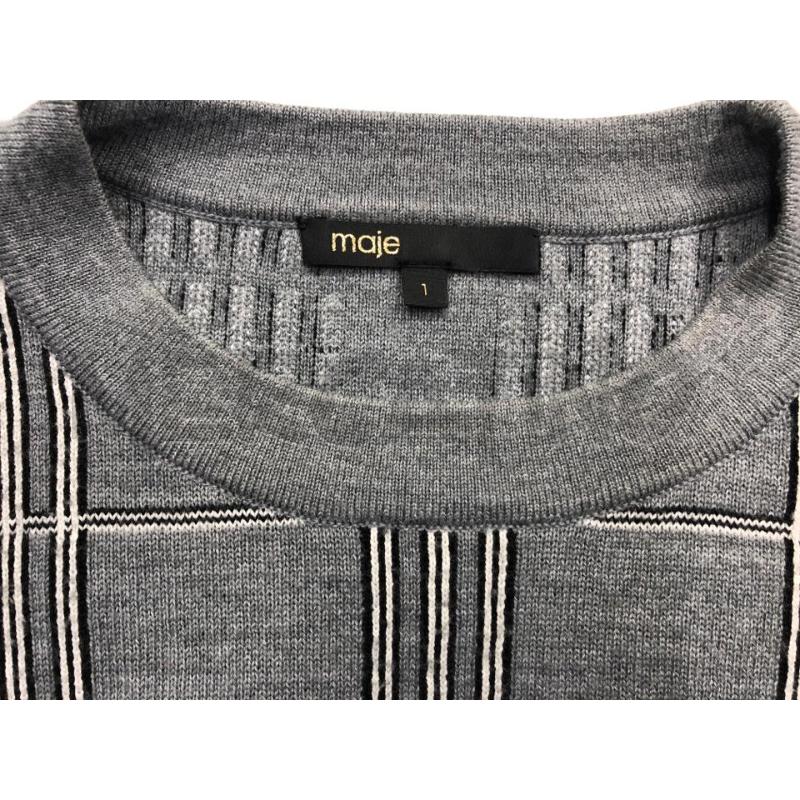 MAGLIA DONNA MAJE GRIGIO RIGHE NERE BIANCHE | Mercatino dell'Usato Roma somalia 5