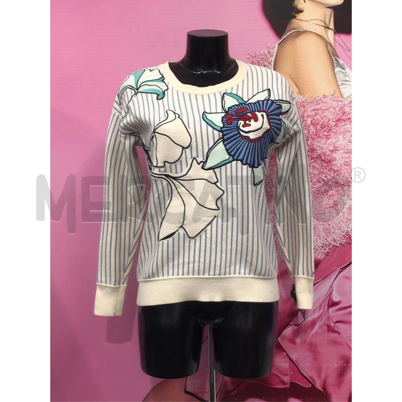 MAGLIONE DONNA HILFIGER BIANCO RIGHE AZZURRO RIC FIORI | Mercatino dell'Usato Roma somalia 1