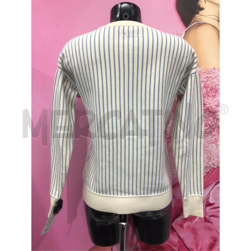 MAGLIONE DONNA HILFIGER BIANCO RIGHE AZZURRO RIC FIORI | Mercatino dell'Usato Roma somalia 4