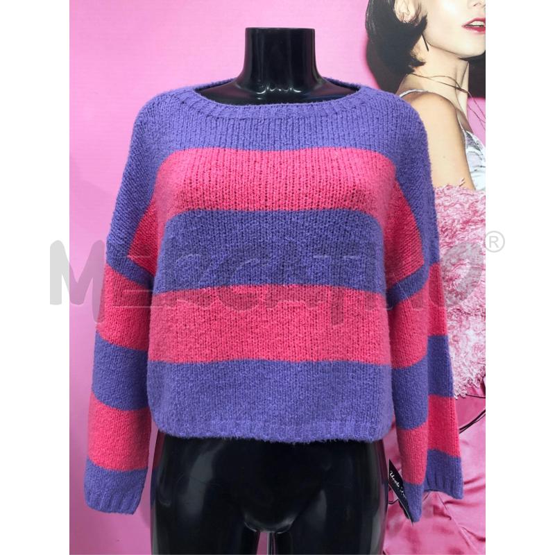 MAGLIONE DONNA MAX&CO RIGHE FUCSIA VIOLA | Mercatino dell'Usato Roma somalia 1