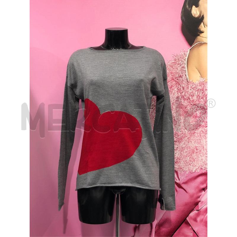 MAGLIONE DONNA MOSCHINO GRIGIO CUORE ROSSO | Mercatino dell'Usato Roma somalia 1