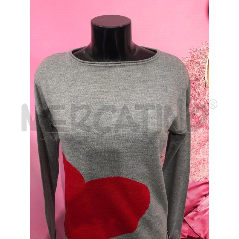 MAGLIONE DONNA MOSCHINO GRIGIO CUORE ROSSO | Mercatino dell'Usato Roma somalia 2