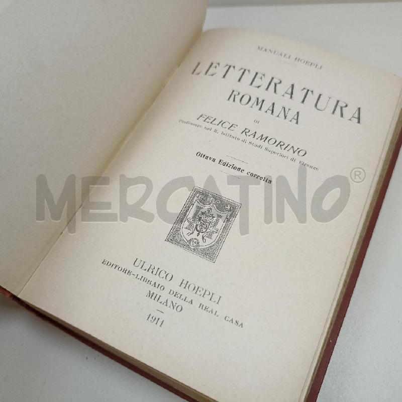 MANUALE HOEPLI LETTERATURA ROMANA 1911  | Mercatino dell'Usato Roma somalia 2