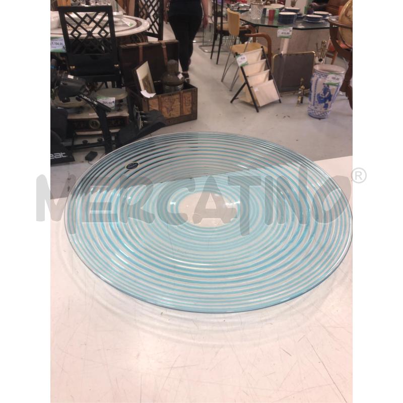 PIATTO CENTROTAVOLA MURANO RIGHE AZZURRE | Mercatino dell'Usato Roma somalia 3