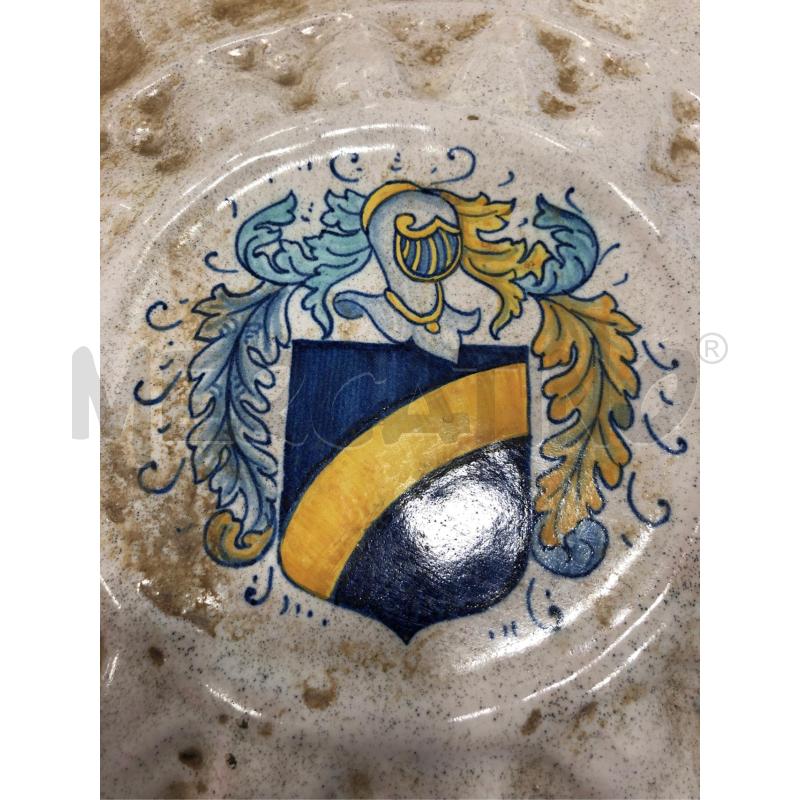 PIATTO TONDO DERUTA STEMMA STRISCIE ROSSE BLU | Mercatino dell'Usato Roma somalia 2