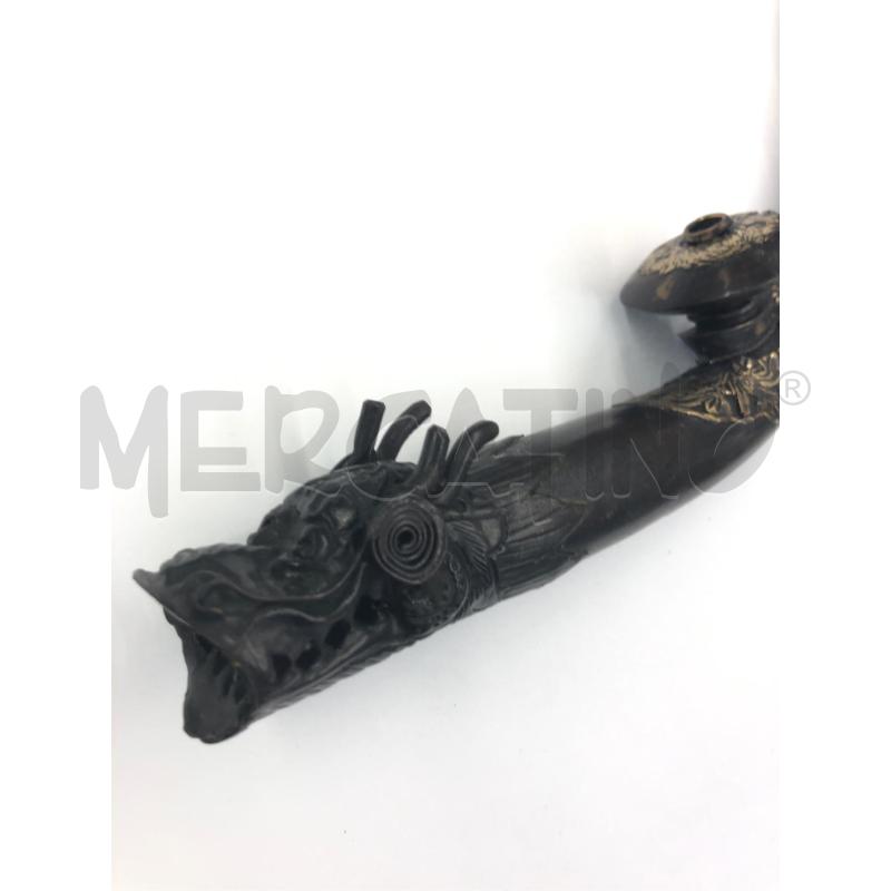 PIPA ORIENTALE METALLO DRAGONE CON STAND LEGNO | Mercatino dell'Usato Roma somalia 2