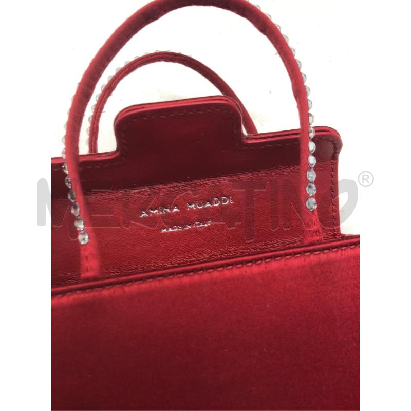 POCHETTE AMINA MUADDI ROSSA SETA SWAROVSKI  | Mercatino dell'Usato Roma somalia 4