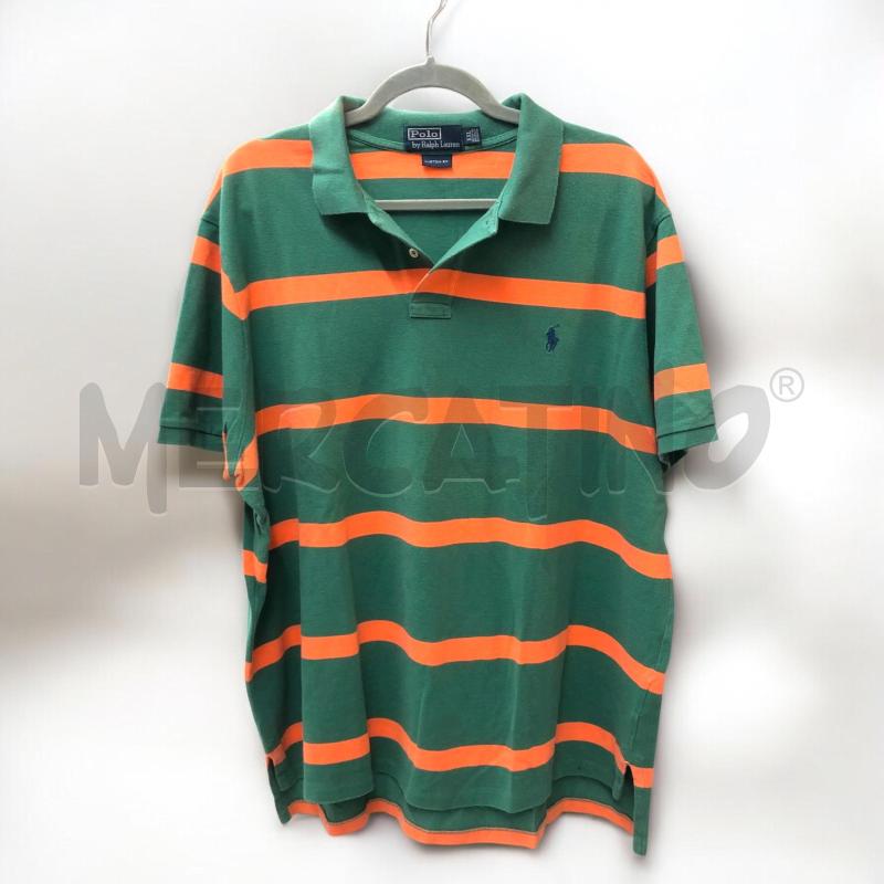 POLO UOMO RALPH LAUREN VERDE STRISCIA ARANCIO  | Mercatino dell'Usato Roma somalia 1