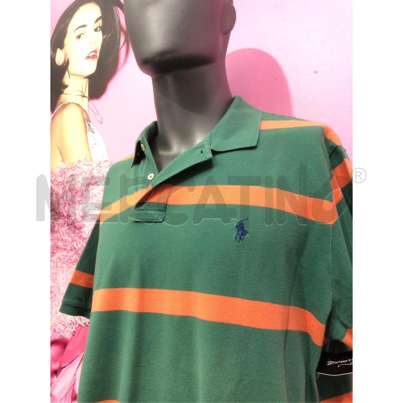 POLO UOMO RALPH LAUREN VERDE STRISCIA ARANCIO  | Mercatino dell'Usato Roma somalia 2