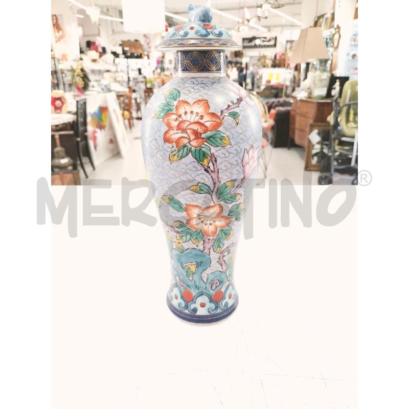 POTICHE CER AZZURRA FIORI ARANCIONI  | Mercatino dell'Usato Roma somalia 1