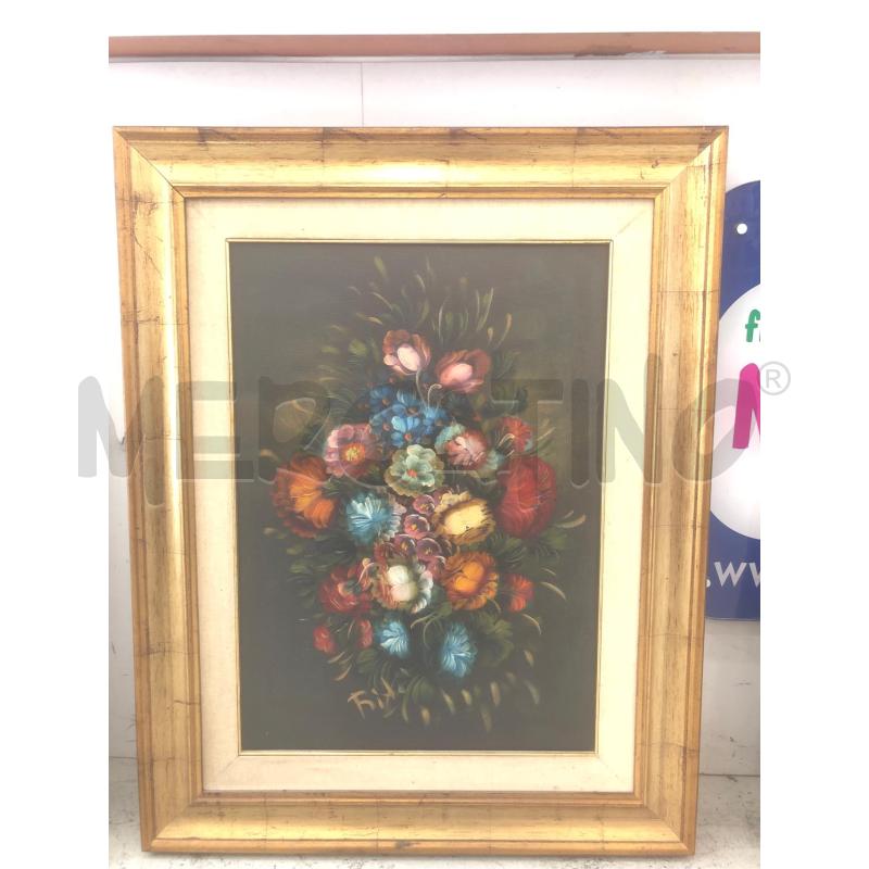 QUADRO FIORI FONDO NERO | Mercatino dell'Usato Roma somalia 1
