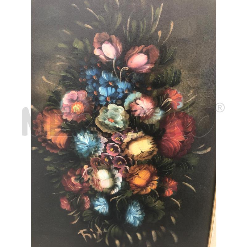QUADRO FIORI FONDO NERO | Mercatino dell'Usato Roma somalia 2