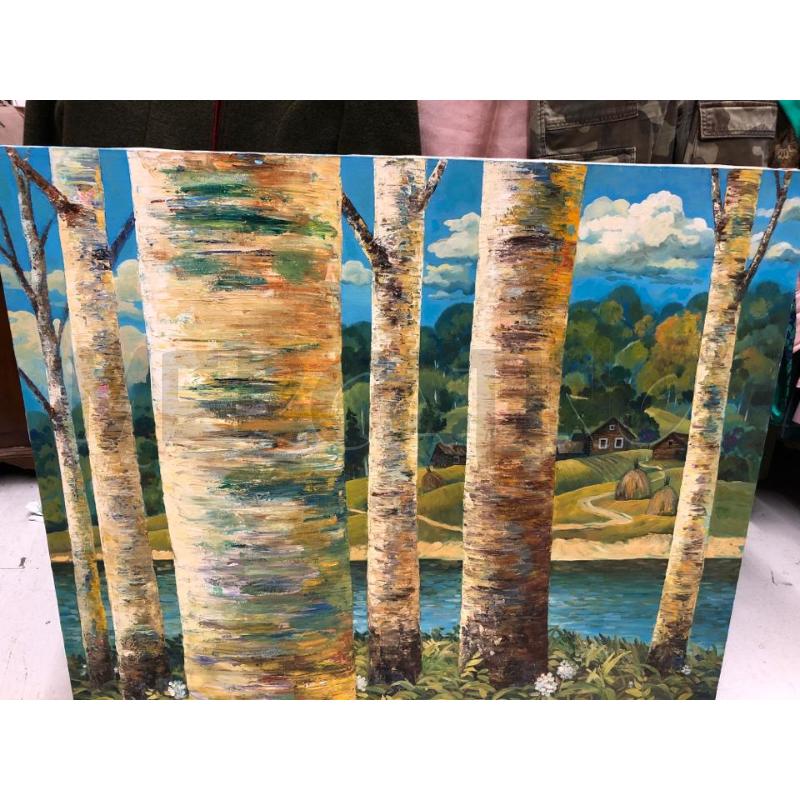 QUADRO GRANDE ALBERI SFONDO VERDE | Mercatino dell'Usato Roma somalia 1