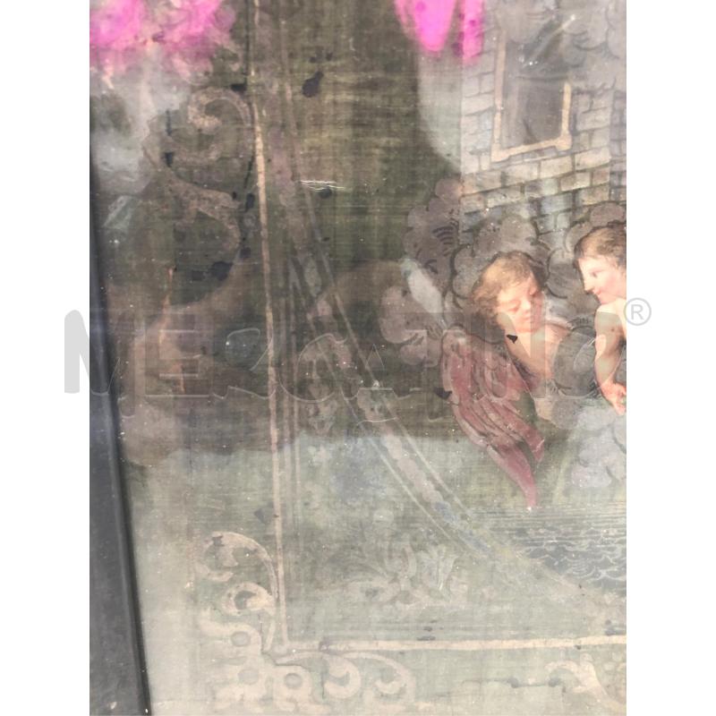 QUADRO MADONNA CON PUTTI SU SETA | Mercatino dell'Usato Roma somalia 3