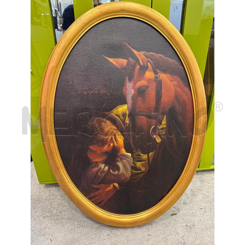 QUADRO OVALE BACIO DAL CAVALLO | Mercatino dell'Usato Roma somalia 1