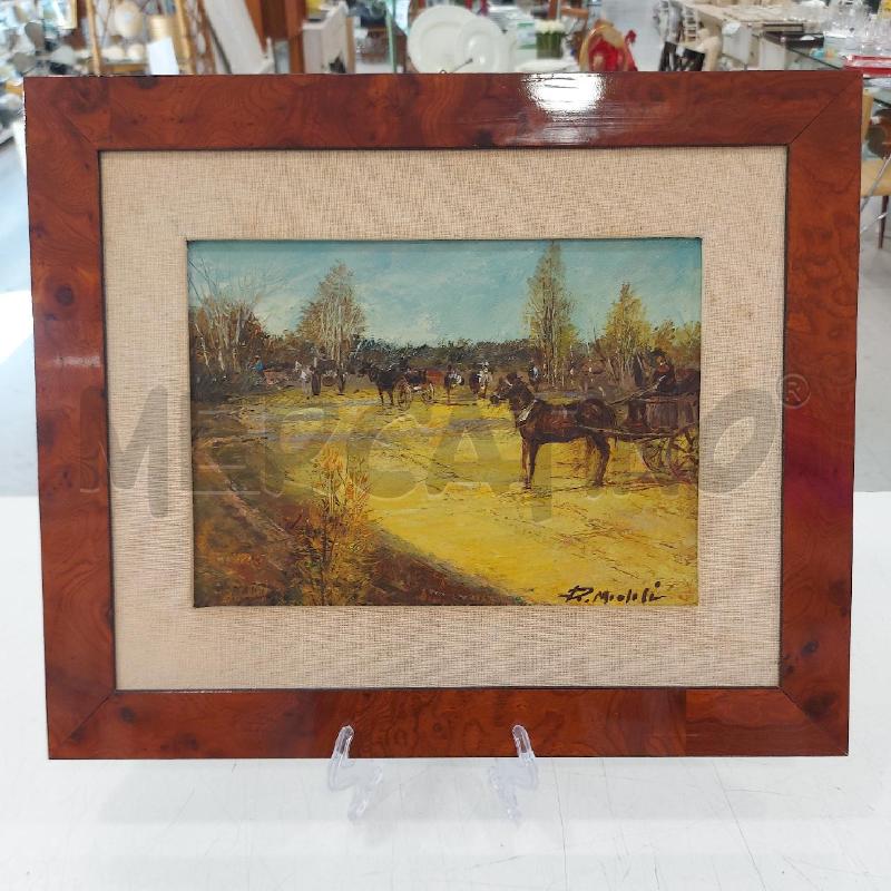 QUADRO PAESAGGIO CARROZZE CON CAVALLI  | Mercatino dell'Usato Roma somalia 1
