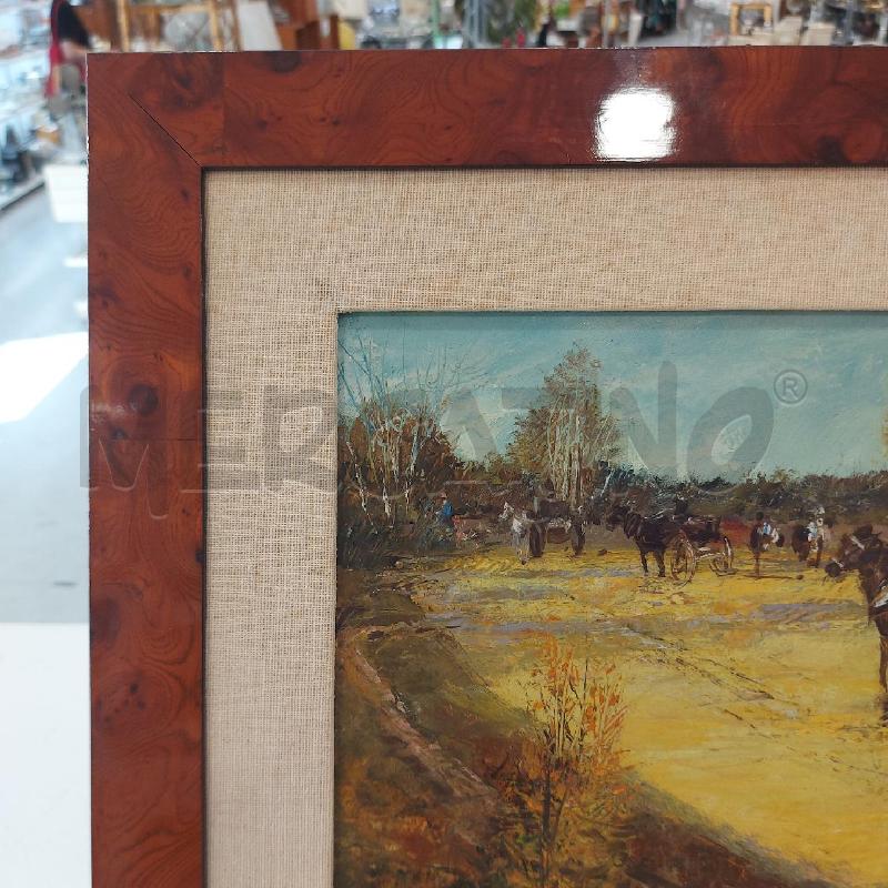 QUADRO PAESAGGIO CARROZZE CON CAVALLI  | Mercatino dell'Usato Roma somalia 4