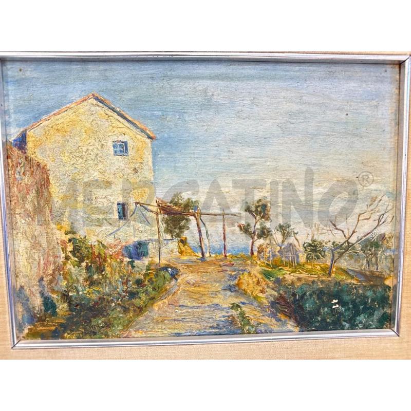 QUADRO PAESAGGIO CASA IN CAMPAGNA SU TAVOLA | Mercatino dell'Usato Roma somalia 2