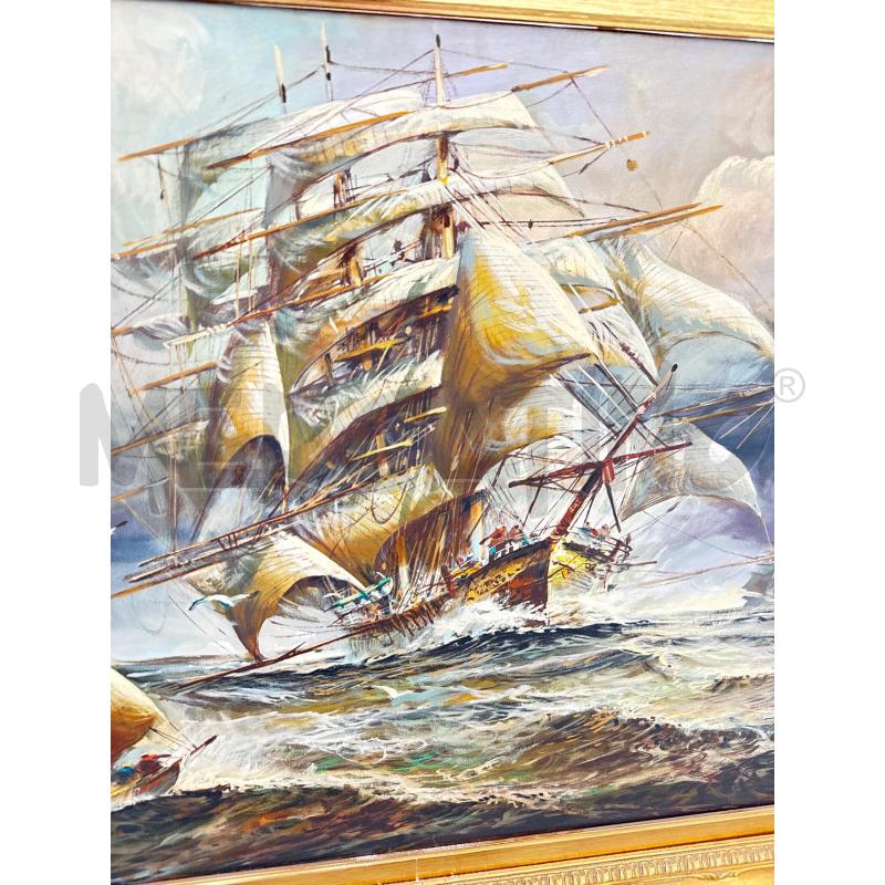 QUADRO SCENA NAVALE C/DORATA  | Mercatino dell'Usato Roma somalia 2