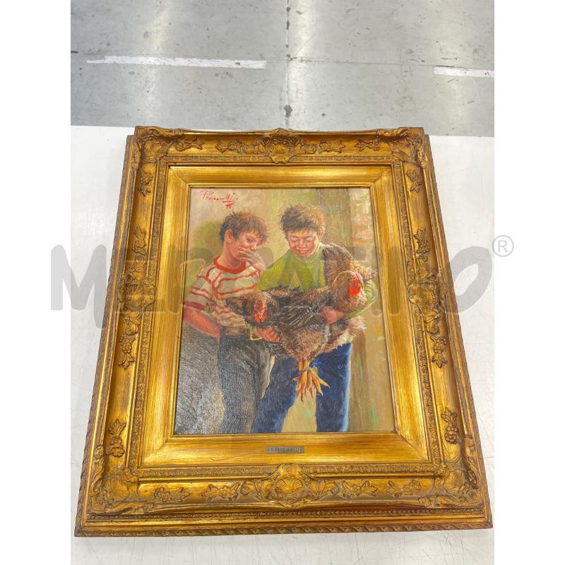 QUADRO  PASQUARELLI 2 BAMBINI  CON GALLINE | Mercatino dell'Usato Roma somalia 1