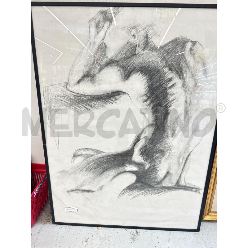 QUADRO  UOMO PENSANTE  CORNICE NERA | Mercatino dell'Usato Roma somalia 1