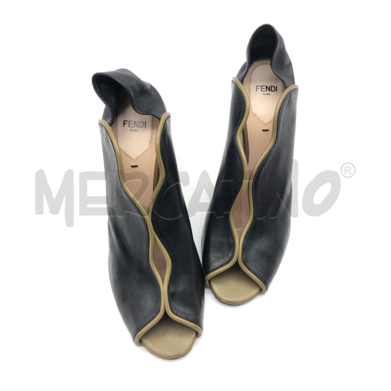 SANDALI DONNA FENDI NERI BORDI ONDULATI BEIGE  | Mercatino dell'Usato Roma somalia 2