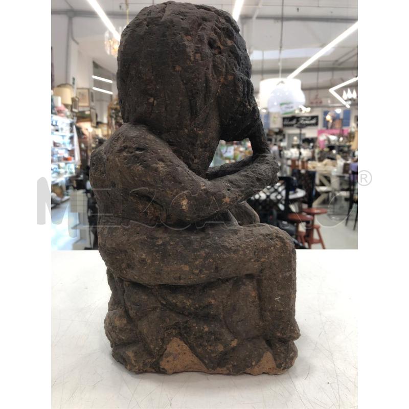 SCULTURA UOMO PIPA IN BOCCA TUFO | Mercatino dell'Usato Roma somalia 3