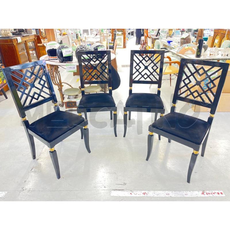 SEDIE NERE/ORO SCHIENALE TRAFORATO 4PZ.  | Mercatino dell'Usato Roma somalia 1