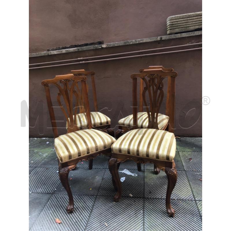 SEDIE PZ. 4 LEGNO TESSUTO RIGHE | Mercatino dell'Usato Roma somalia 1