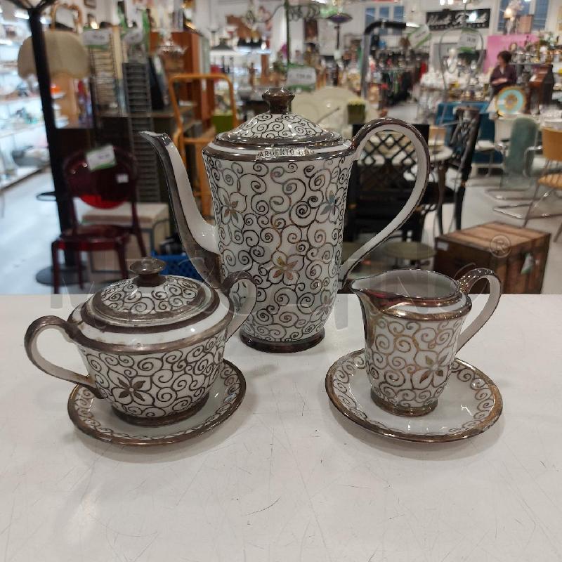 SERVIZIO CAFFE' BIANCO DECORI ARGENTO 9PZ | Mercatino dell'Usato Roma somalia 2
