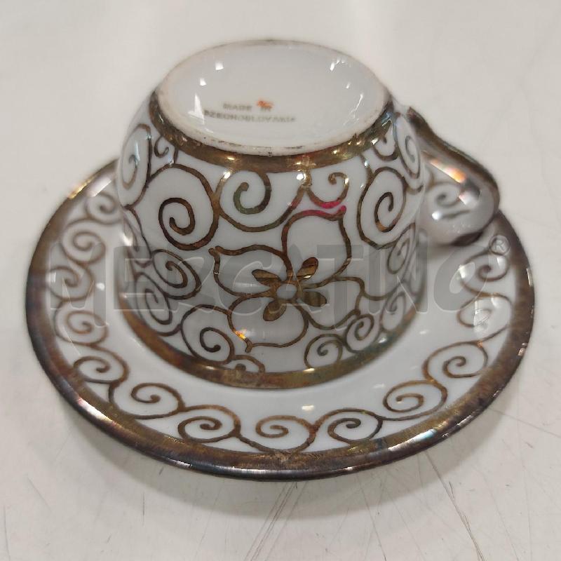 SERVIZIO CAFFE' BIANCO DECORI ARGENTO 9PZ | Mercatino dell'Usato Roma somalia 3