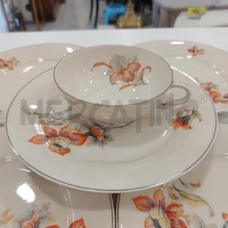 SERVIZIO THE' BEIGE FIORI ARANCIO 9PZ+6 PIATTINI | Mercatino dell'Usato Roma somalia 5