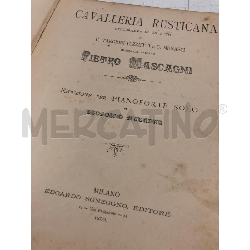 SPARTITO CAVALLERIA RUSTICANA 1890 SONZOGNO | Mercatino dell'Usato Roma somalia 2