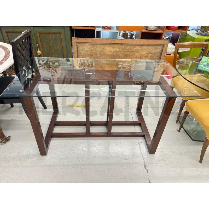 TAVOLO TEAK RETT PIENO VETRO  | Mercatino dell'Usato Roma somalia 1