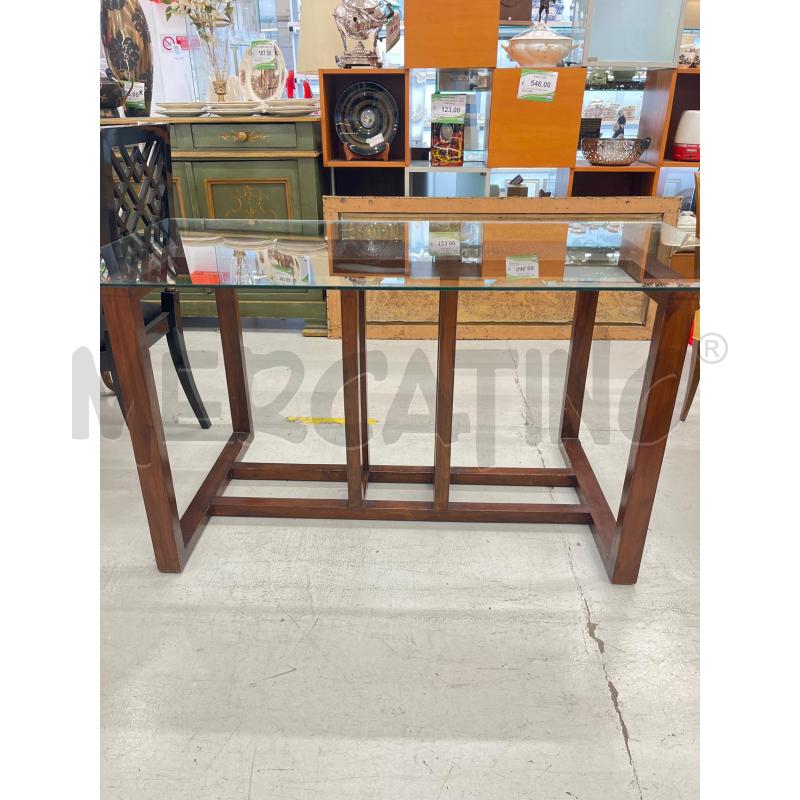 TAVOLO TEAK RETT PIENO VETRO  | Mercatino dell'Usato Roma somalia 3