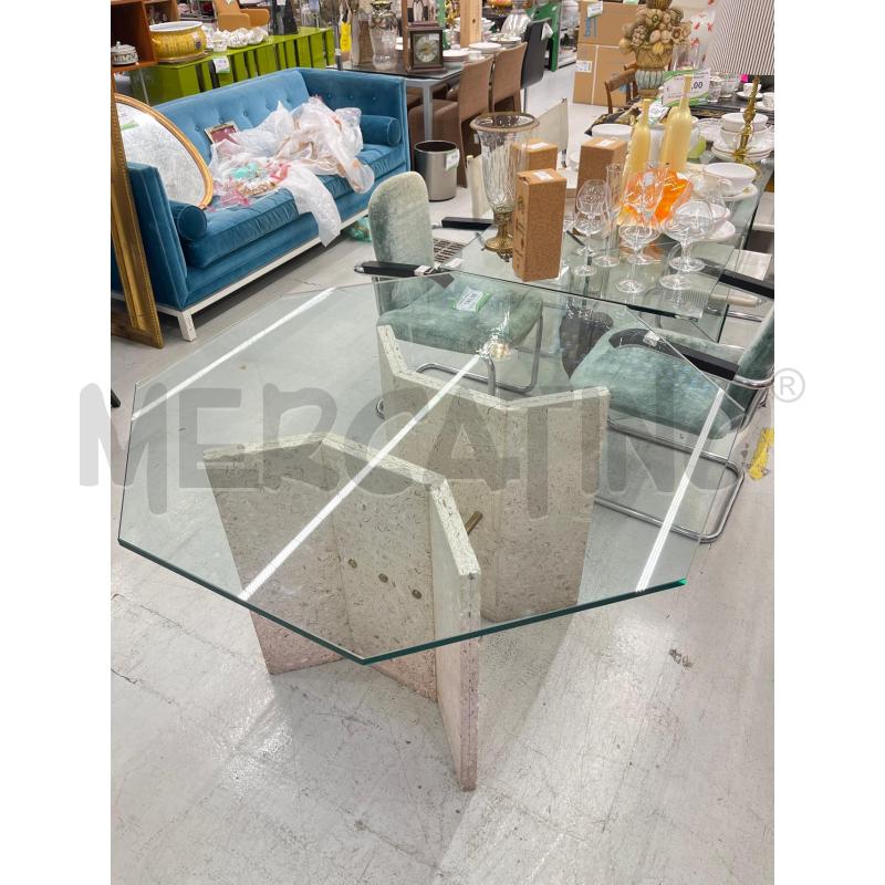 TAVOLO TRAVERTINO MODERNARIATO PIANO CRISTALLO | Mercatino dell'Usato Roma somalia 3