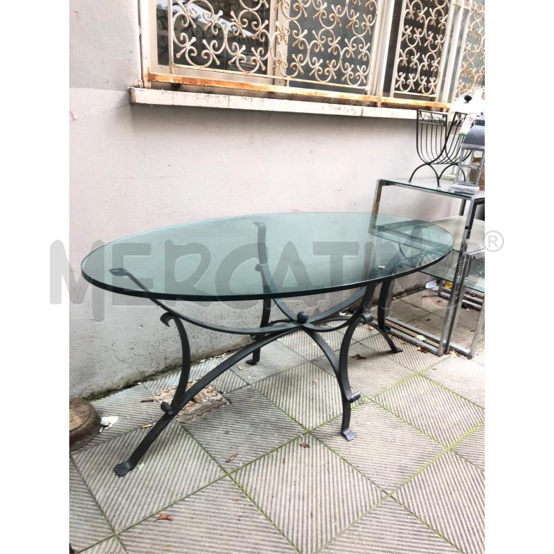 TAVOLO  OVALE FERRO PIANO VETRO  | Mercatino dell'Usato Roma somalia 2