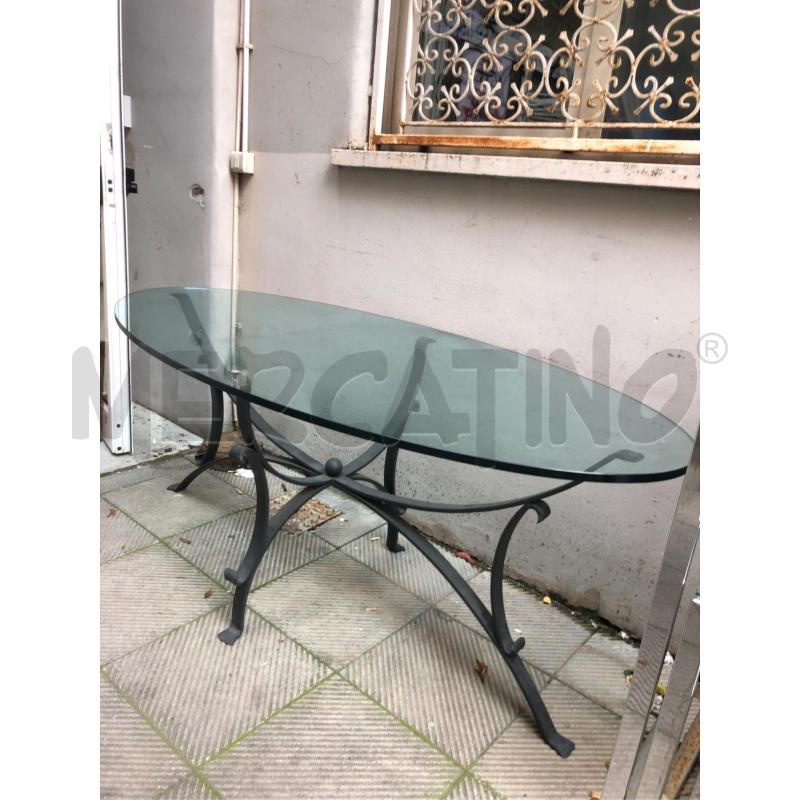 TAVOLO  OVALE FERRO PIANO VETRO  | Mercatino dell'Usato Roma somalia 3