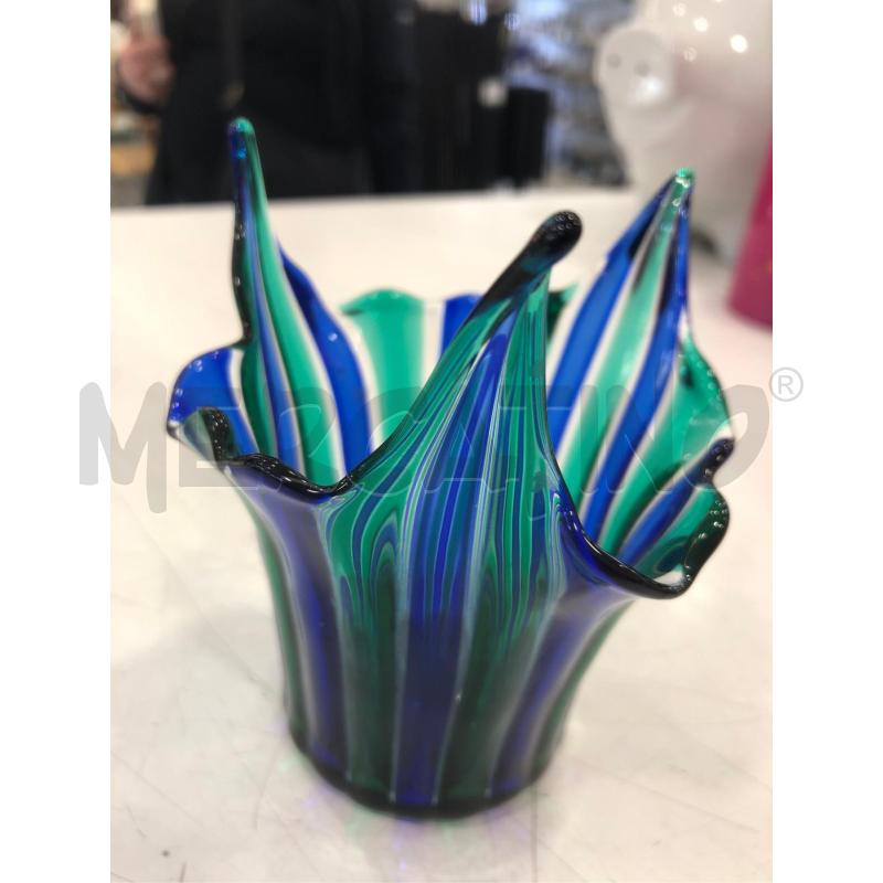 VASETTO MURANO FAZZOLETTO STRISCIE BLU/VERDI | Mercatino dell'Usato Roma somalia 2