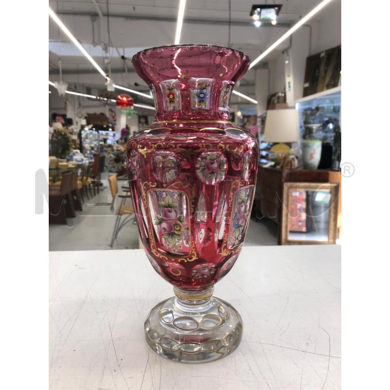VASO CRIST BOHEMIA ROSSO FIORI | Mercatino dell'Usato Roma somalia 1