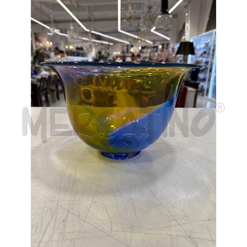 VASO GRANDE VETRO GIALLO ROSA BLU | Mercatino dell'Usato Roma somalia 1