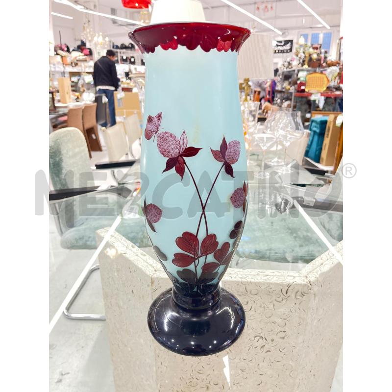 VASO LOETZ VETRO CAMMEO TURCHESE ROSSO | Mercatino dell'Usato Roma somalia 1