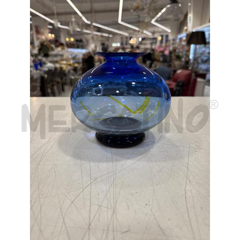 VASO SCHIACCIATO VETRO ORREFORS BLU GIALLO | Mercatino dell'Usato Roma somalia 1